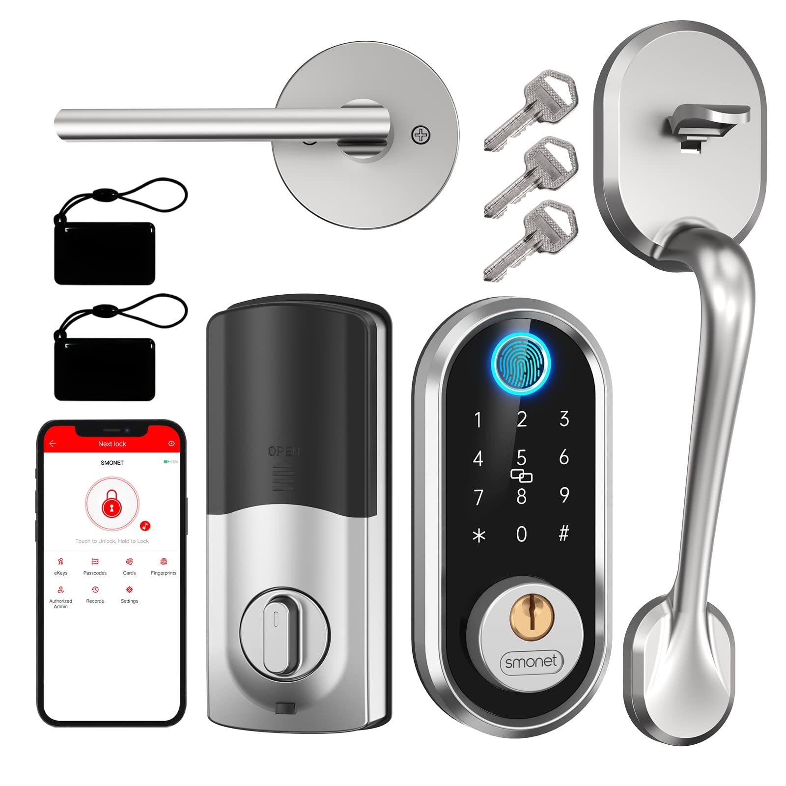 Smonet Fingerprint Lock Smart Front Door Locks Set