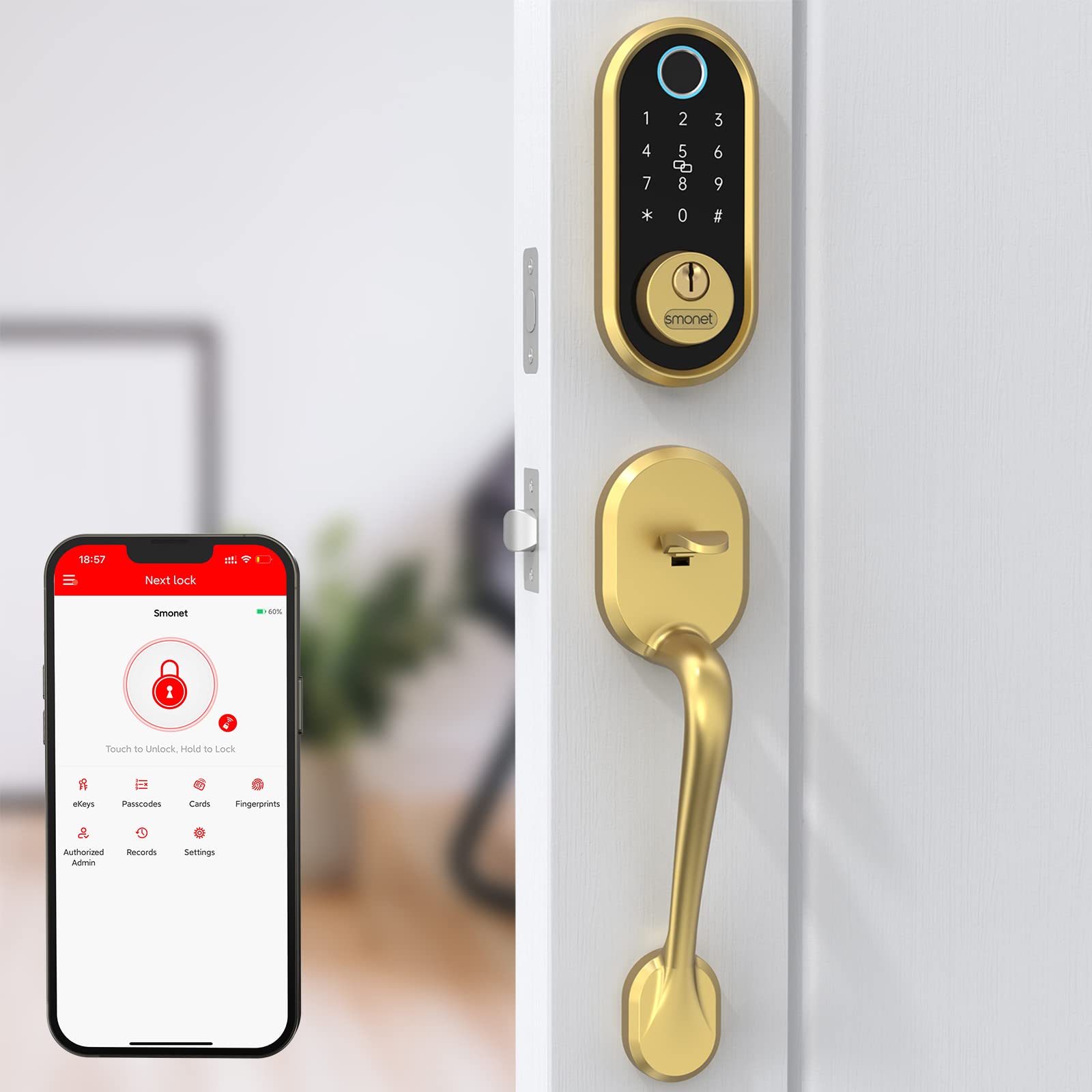 Smonet Smart Locks Fingerprint Front Door Locks Set