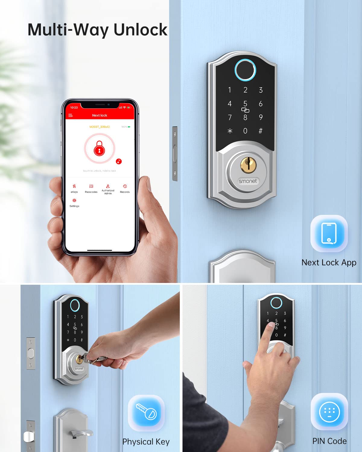 multi-way unlock smart door lock