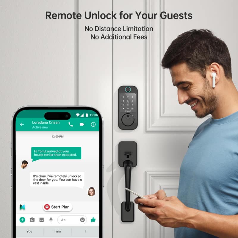Black Front Door Lock Remote Unlock for Your Guests