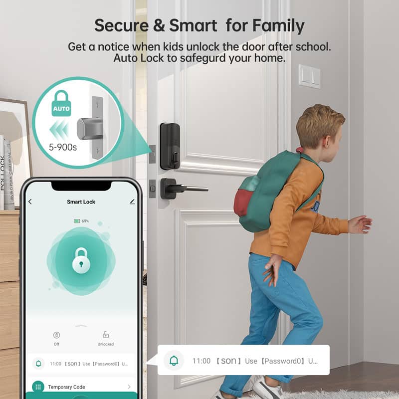 Black Front Door Lock Set Secure & Smart for Family
