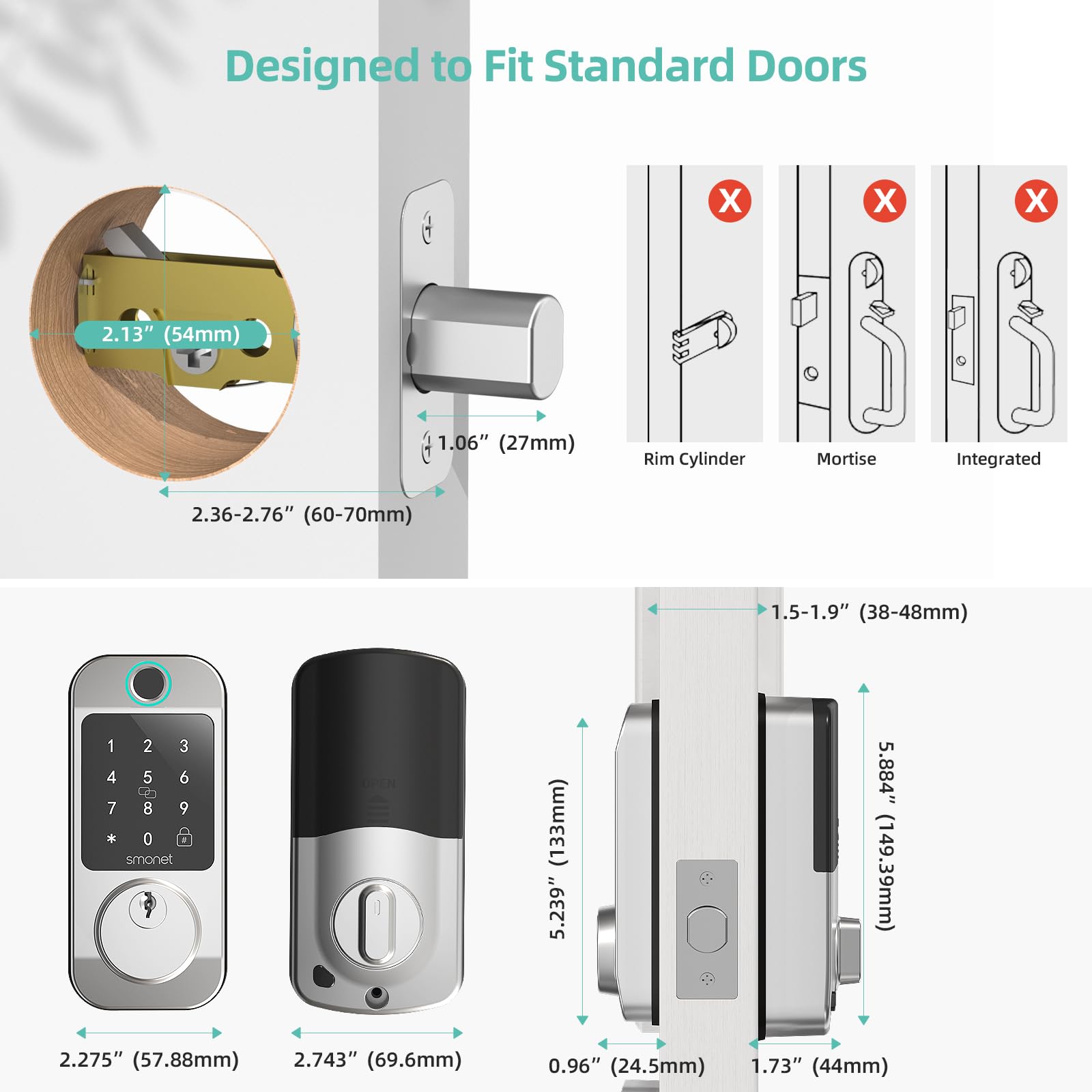 Satin Nickel-Designed to Fit Standard Doors