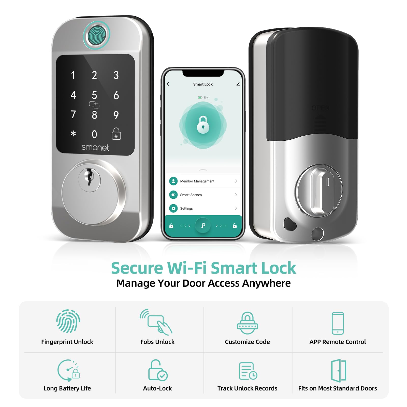 Secure Wi-Fi Smart Lock-Satin Nickel