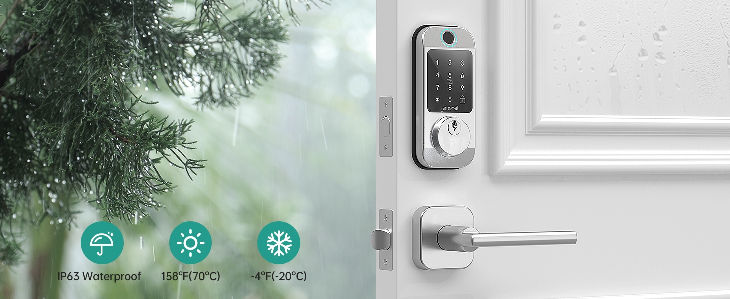 Smonet Fingerprint Lock Door Handle SLIVER