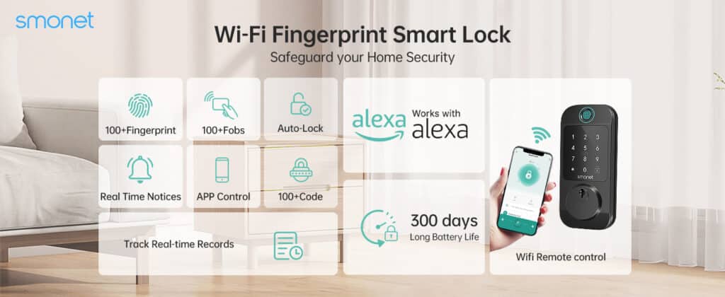 Wi-Fi Fingerprint Smart LockWi-Fi Black
