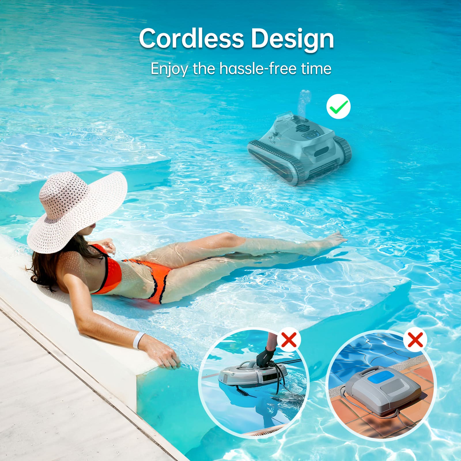 CR6 PRO Grey Smonet Cordless Above Ground Robotic Pool Cleaner