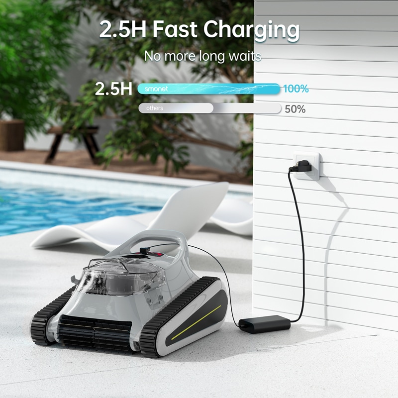 cr6 pro grey best robotic pool vacuum 2.5H Fast Charging