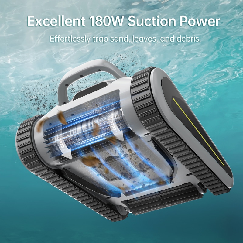 cr6 pro grey cordless robotic pool vacuum Excellent 180W Suction Power
