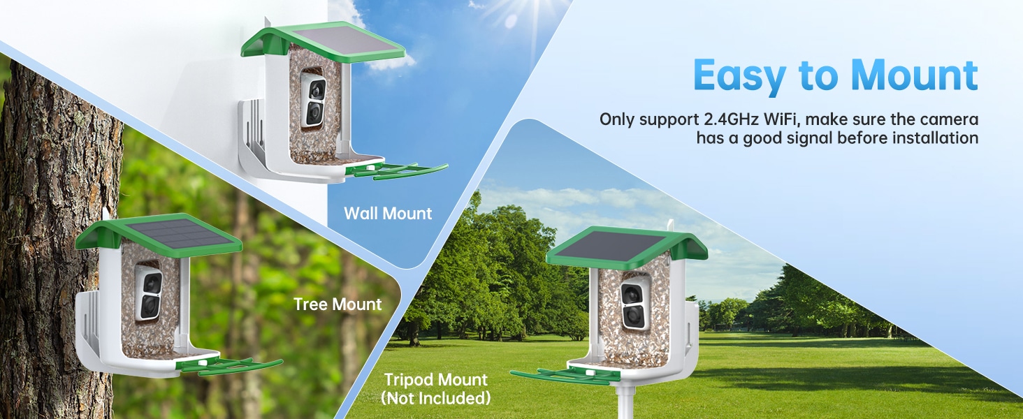 smonet bird house with solar camera b300 - easy to mount