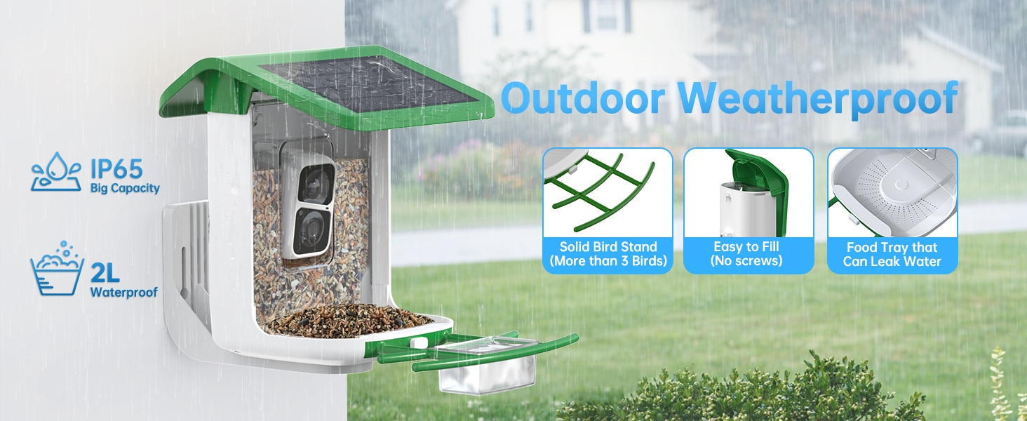 smonet bird house with solar camera - outdoor weatherproof