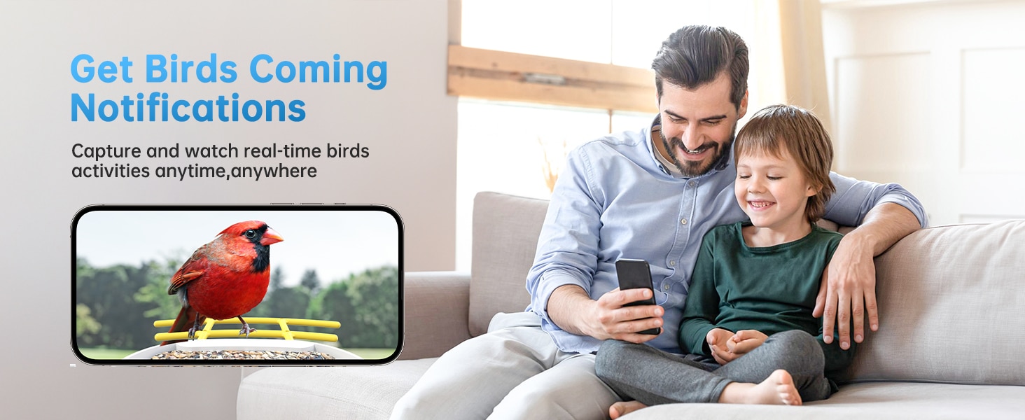 solar bird feeder - ger birds coming notifications